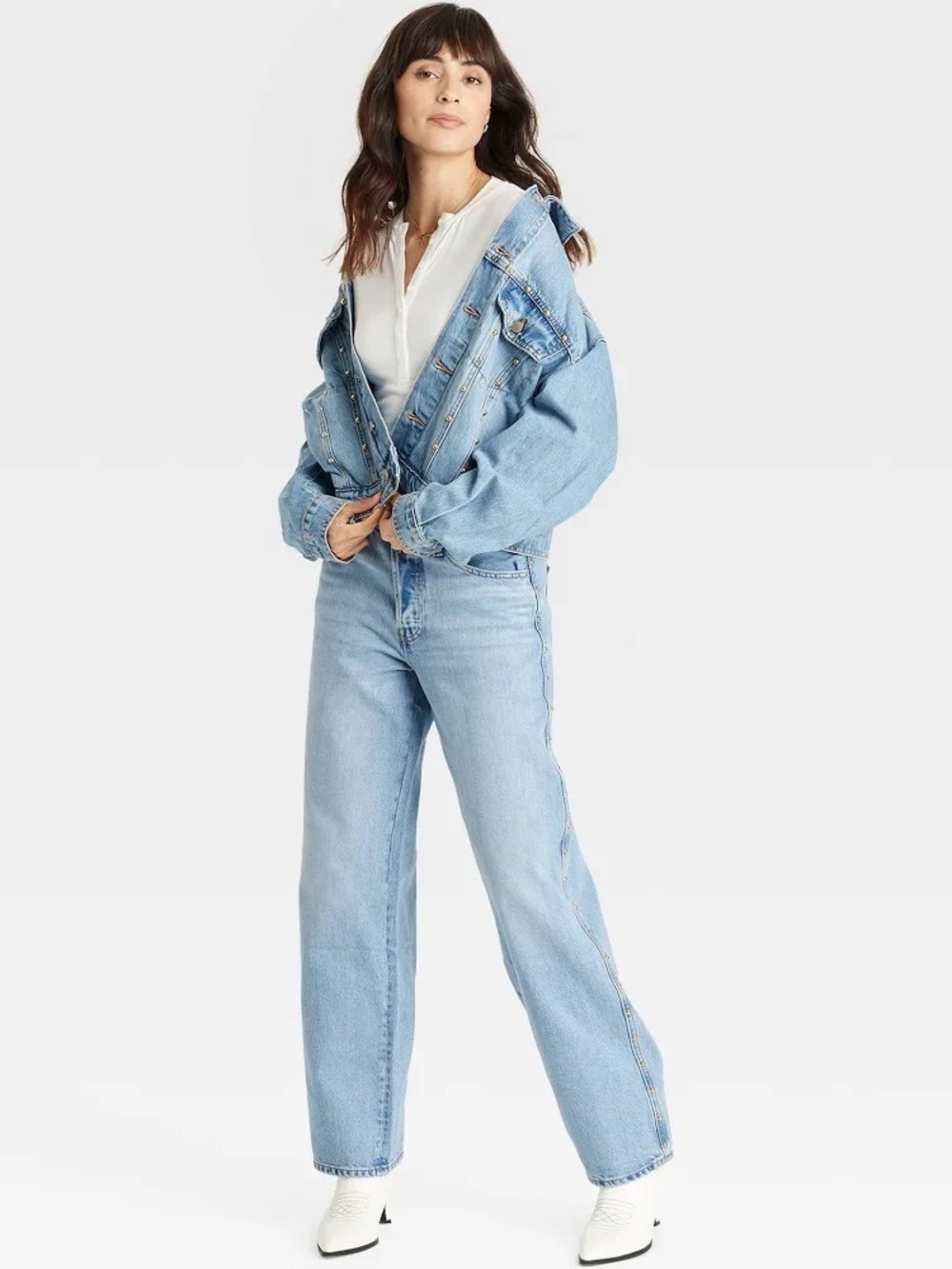 Universal Thread side studded Light Blue Relaxed Straight Jeans